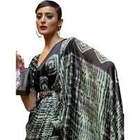 AKHILAM Womens Tie and Dye Crepe Printed Saree With Unstitched Blouse Piece (Black_KLZE246013_RJ)