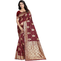 C J Enterprise Womens Pure Soft Kanjivaram Silk Saree Banarasi Design Wear Pattu Sarees Latest Party Cotton Sari collections With Blouse Piece for Wedding sadi new ladies 2024 (Eagle-3) (Maroon)