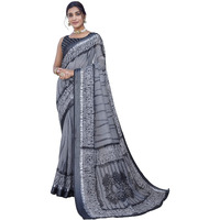 Yashika Womens Stylish Linen Blend Saree Set with Matching Blouse Material - Elevate Your Fashion Statement! (AZ-YS-P1-KALAVATI GREY)