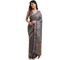 MIRCHI FASHION Womens Cotton Blend Floral Printed Saree with Blouse Piece (39392-Dusty Purple, Red/Green)