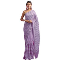 TRENDMALLS Womens Silk Sequins Embroidery Stripted Saree with Blouse Piece (K972-Purple)