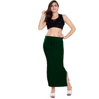 RANI SAAHIBA Womens Stretchy Slim Fishcut Petticoat Cotton Saree Shapewear(SHP45_S/M_Dk. Green)