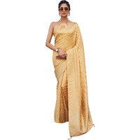 Vardha Womens Banarasi Georgette Saree with Unstitched Blouse Piece - Gold Zari Woven Work Sarees for Wedding (Vritika_669)