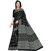 TAMAIRA FASHION Womens Plain Weave Pure Cotton Saree Without Blouse Piece (2398_Black)