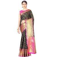 Enthone Womens Banarasi Silk Saree With Unstitched Blouse Piece(Mehndi)