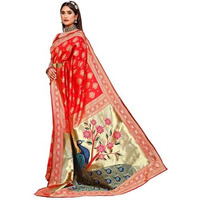 GRECIILOOKS Saree For Women | Golden Saree For Women | Cotton Silk Saree For Women (GL-S2339-RED)