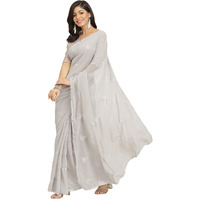 Womanista Womens Georgette Saree with Mirror Work (TI2830_Grey)