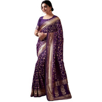 SIRIL Womens Art Silk Jacquard Saree With Unstitched Blouse Piece (3581S172_Purple)