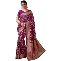 SIRIL Womens Art Silk Jacquard Saree With Unstitched Blouse Piece (3581S177_Wine)