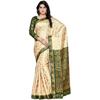 MIMOSA Womens Art Silk Saree Kanjivaram Style Color:Beige