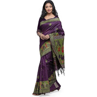 NK Textiles Womens Woven Silk Saree With Blouse Piece (C5ISH1007_Purple)