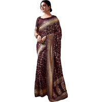 SIRIL Womens Art Silk Jacquard Saree With Unstitched Blouse Piece (3581S173_Maroon)