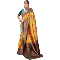 GRECIILOOKS Womens Jacquard Cotton Silk Saree (GL-S2364-ORANGE)