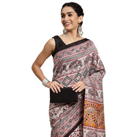 AKHILAM Womens Printed Warli Art Silk Saree With Unstitched Blouse Piece(Grey_FF0017WOM17909)