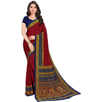 Vimla Womens Brown Crepe Silk Uniform Saree with Blouse (Maroon_ 1209)