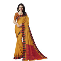 Vimla Womens Yellow Malgudi Art Silk Uniform Saree with Blouse Piece (2432_Yellow)