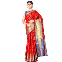 Enthone Womens Banarasi Silk Saree With Unstitched Blouse Piece(Red)