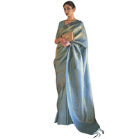 AKHILAM Womens Kanjivaram Silk Woven Design Saree With Unstitched Blouse Piece (Turquoise_KMBHP236003_RJ)