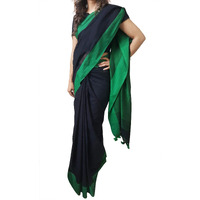 Mehrunnisa Womens Pure Cotton Plain Weave Saree with Blouse Piece (GAR2699 , Black)