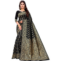 Sugathari Womens Art Silk Black Kanchipuram Saree (SAN PARI S-1 BLACK)