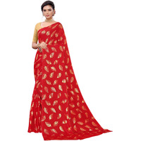 Panzora Womens Woven Pure Georgette Saree With Blouse Piece (21PS4_Red)