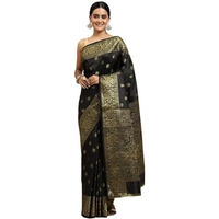 GRECIILOOKS Womens Jacquard Cotton Silk Saree (GL-S2371-BLACK)