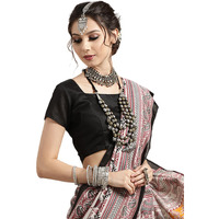 AKHILAM Women Warli Print Bhagalpuri Silk Saree With Unstitched Blouse Piece (Grey_Ff017Wom17909)