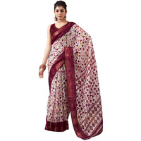 SIRIL Womens Cotton Geometric Printed Saree With Unstitched Blouse Piece (3467S1111_Maroon)