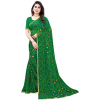 SIRIL Womens Chiffon Bandhani Printed Saree with Blouse Piece (1882S115, Printed, Laced, Green)