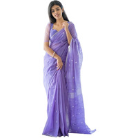 SGF11 Womens Kanjivaram Soft Cotton Linen Silk Saree With Blouse Piece (Lavender)