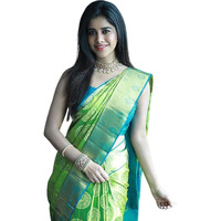 SGF11 Womens Kanjivaram Soft Silk Saree With Blouse Piece (Light Green)