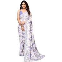 Satrani Womens Pure Georgette Saree (3181S2245N_Light Violet & White)