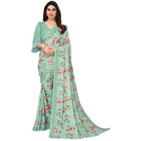 Satrani Womens Knit Pure Georgette Saree (2685S1118N_Mint Green)