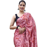 AKHILAM Womens Chiffon Abstract Printed Ready To Wear one Minute Saree With Unstitched Blouse Piece(Pink_RTWATRNG1305_CM)