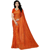 RANI SAAHIBA Lehriya Printed Chiffon Saree Without Blouse (SKR3648_Orange)