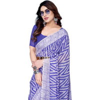 SIRIL Georgette Womens Geoegette Geometric Printed Saree With Unstitched Blouse Piece (3201S2293A_Violet)