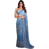 TRENDMALLS Womens Georgette Sequins Embroidery work Saree with Blouse Piece (K963-Skyblue)