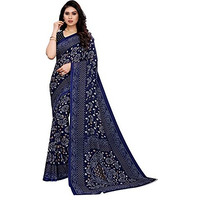 SIRIL Womens Bandhani Pure Georgette Saree With Blouse Piece (2041S575A_Dark Blue)