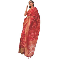 SWORNOF Silk Womens Kanjivaram Sequence Sarees For Women Kanchipuram Saree With Boluse Piece (Red)