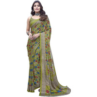 Yashika Elegant Chiffon Saree Set with Blouse - Embrace Trendy Style! Perfectly crafted for modern women (AZ-YS-P1-NEELA MAHENDI)