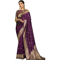 SWORNOF Silk Womens Kanjivaram Sequence Sarees For Women Kanchipuram Saree With Boluse Piece (Purple)