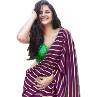 Sidhidata Textile Womens Dola Silk Foil Printed Saree With Unstitched Blouse Piece (T Wine)