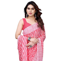 SIRIL Polyester Womens Geoegette Geometric Printed Saree With Unstitched Blouse Piece (3201S2294A_Pink)