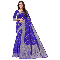 SIRIL Womens Art Silk Banarasi Jacquard Saree With Unstitched Blouse Piece (3412S155A_Royal Blue)