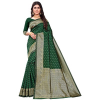 SIRIL Womens Art Silk Banarasi Jacquard Saree With Unstitched Blouse Piece (3412S156A_Green)