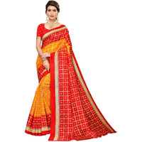 SIRIL WomenS Poly Silk Bandhani Saree With Blouse (1159S88; Red; Bandhani Printed)