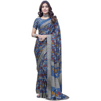 Yashika Elegant Chiffon Saree Set with Blouse - Embrace Trendy Style! Perfectly crafted for modern women (AZ-YS-P1-NEELA BLUE)