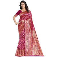 SIRIL Womens Art Silk Banarasi Jacquard Saree With Unstitched Blouse Piece (3412S151A_Wine)