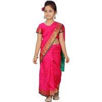 Aarika Girls Rani Colour Saari (SR-20690-RANI-36)