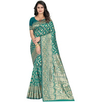 SIRIL Womens Art Silk Banarasi Jacquard Saree With Unstitched Blouse Piece (3412S152A_Rama Green)